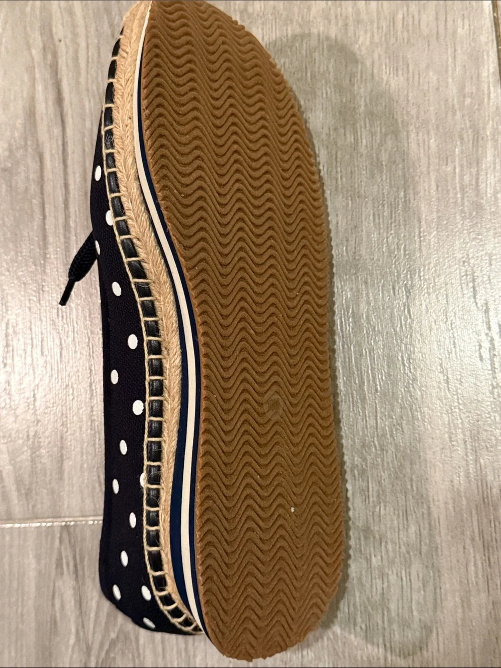 Tory Burch Navy Polka Dot Espadrille Slip-On